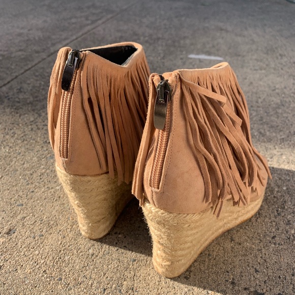 Suede Fringe Open Toe Ankle Bootie - Picture 4 of 4